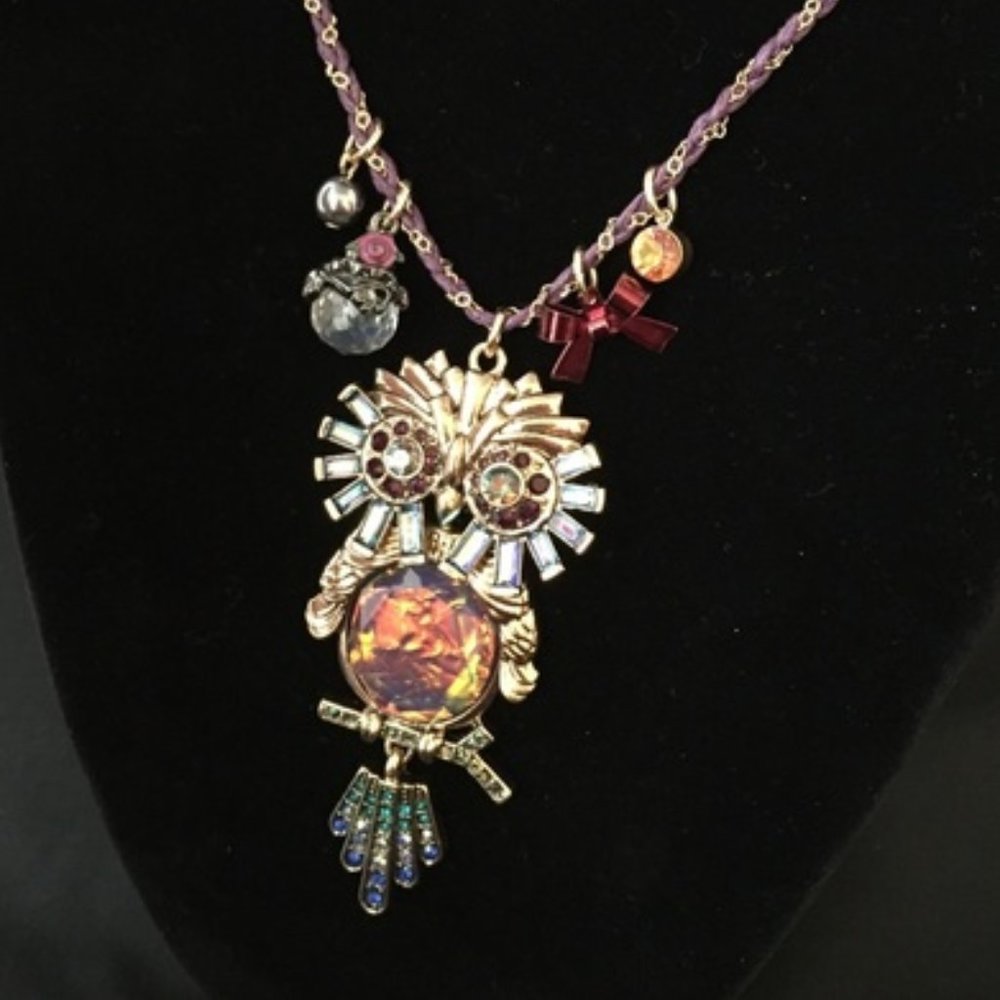 Betsey Johnson SURREAL FOREST OWL NECKLACE - Picture 2 of 5